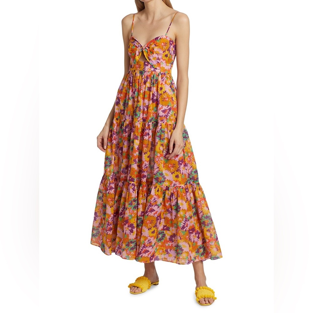 Zimmermann Violet Cut-Out Tiered Cotton Midi-Dress size 0 (US2)